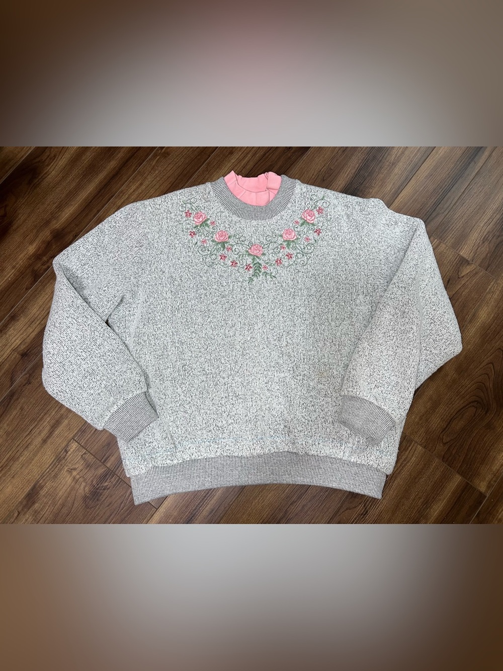 Vintage Grandmacore Bon Worth Floral Embroidered Mockneck Sweater